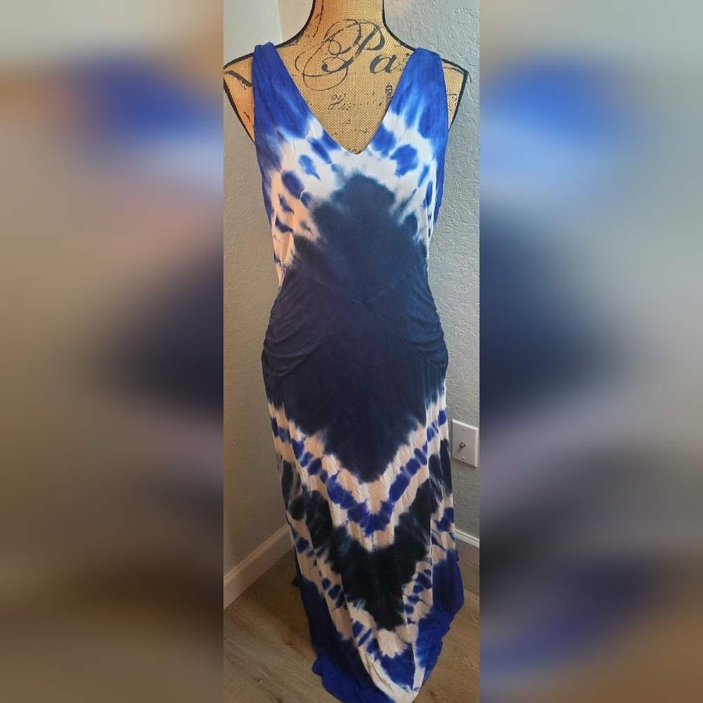 INC International Concepts Blue and White Tie-Dye Maxi Dress - Picture 2 of 5